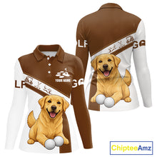 Load image into Gallery viewer, Golden Retriever Womens Long Sleeve Golf Polo Shirt Custom Funny Dog Lover Ladies Golf Tops, Golf Gift NHN0229