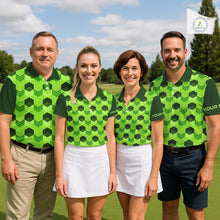 Load image into Gallery viewer, Plaid Womens Golf Polo Shirt Custom Abstract Green Hexagon Pattern Golf Shirts For Ladies NHN0156