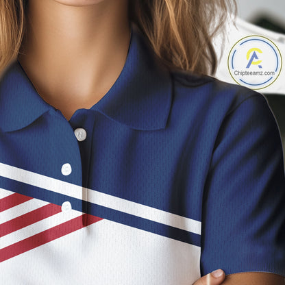 Womens Golf Polo Shirt Custom 250th Anniversary American Flag Skull Golf Shirts, Patriotic Gift NHN0143