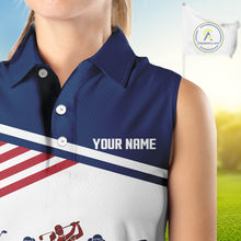 Load image into Gallery viewer, Womens Sleeveless Golf Polo Shirt Freedom 250th Anniversary American Flag Skull Golf Shirts Patriotic Gift NHN0143