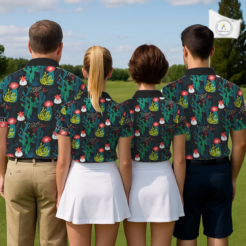 Funny Desert Cactus Pattern Womens Golf Polo Shirts Custom Cactus Golf Shirt For Ladies, Golfer Gift NHN0186
