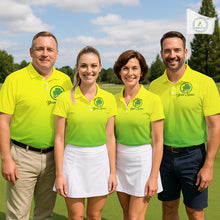 Load image into Gallery viewer, Neon Green Womens Golf Polo Shirt Custom Name Green Clover St Patrick Day Golf Shirts, Golfer Gift NHN0206