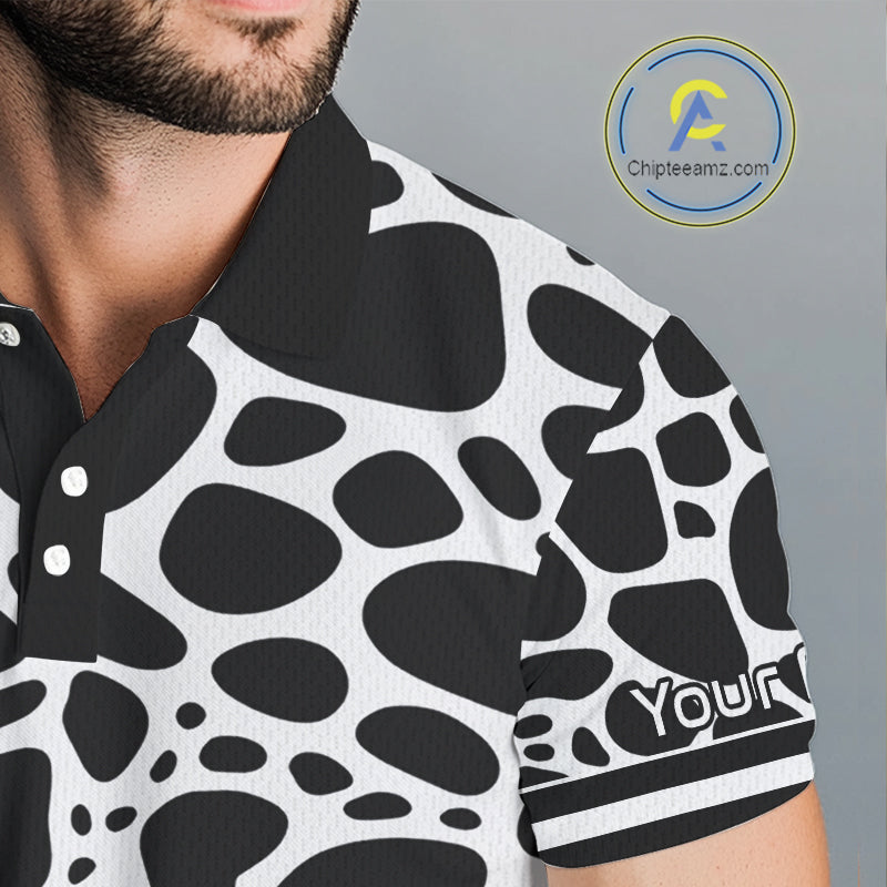 Mens Golf Polo Shirt Custom White Animal Mix Leopard Skin Prints Pattern Team Golf Tops, Golf Gift NHN0230
