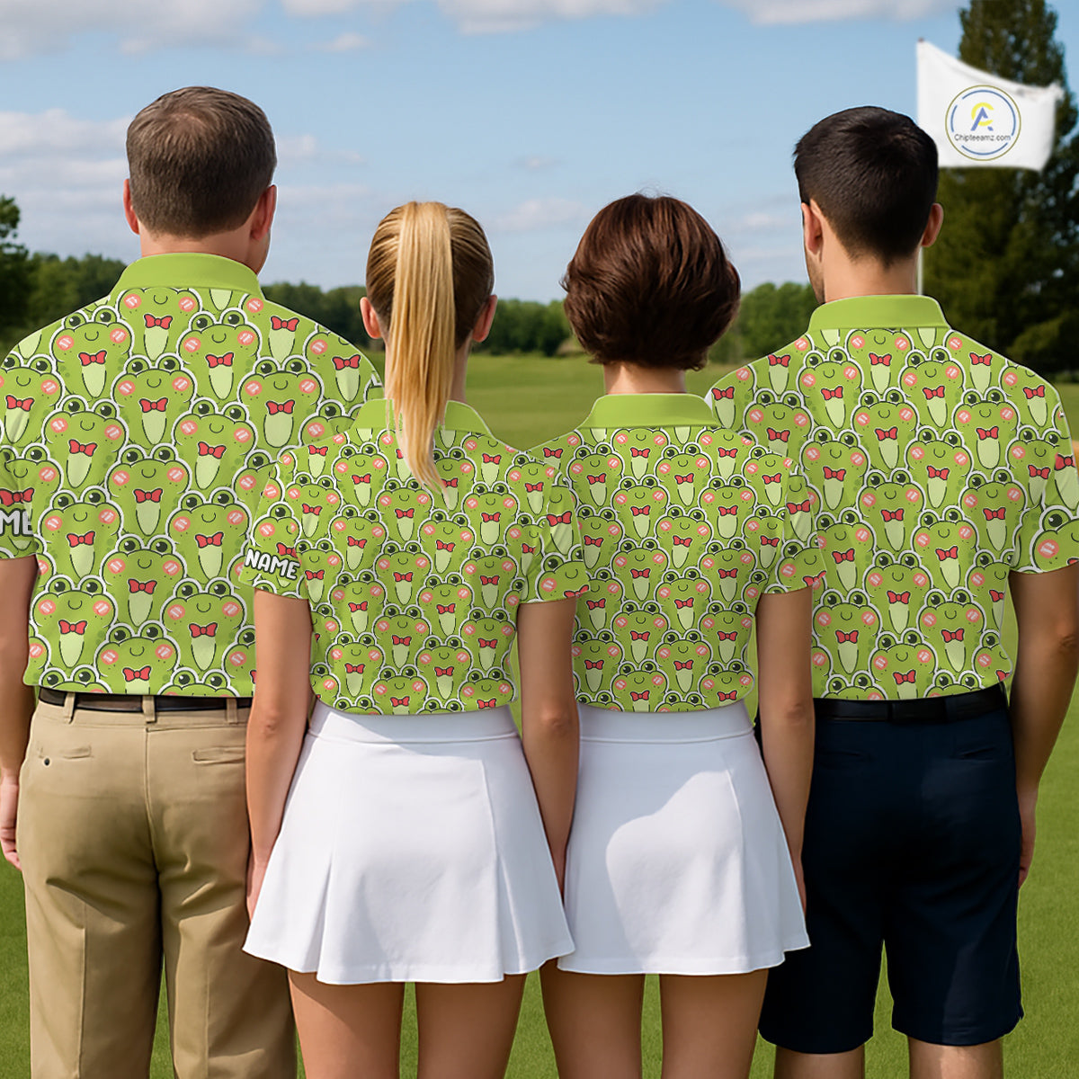 Funny Green Frog Pattern Womens Golf Polo Shirts Custom Golf Attire For Ladies, Golfer Gift NHN0146