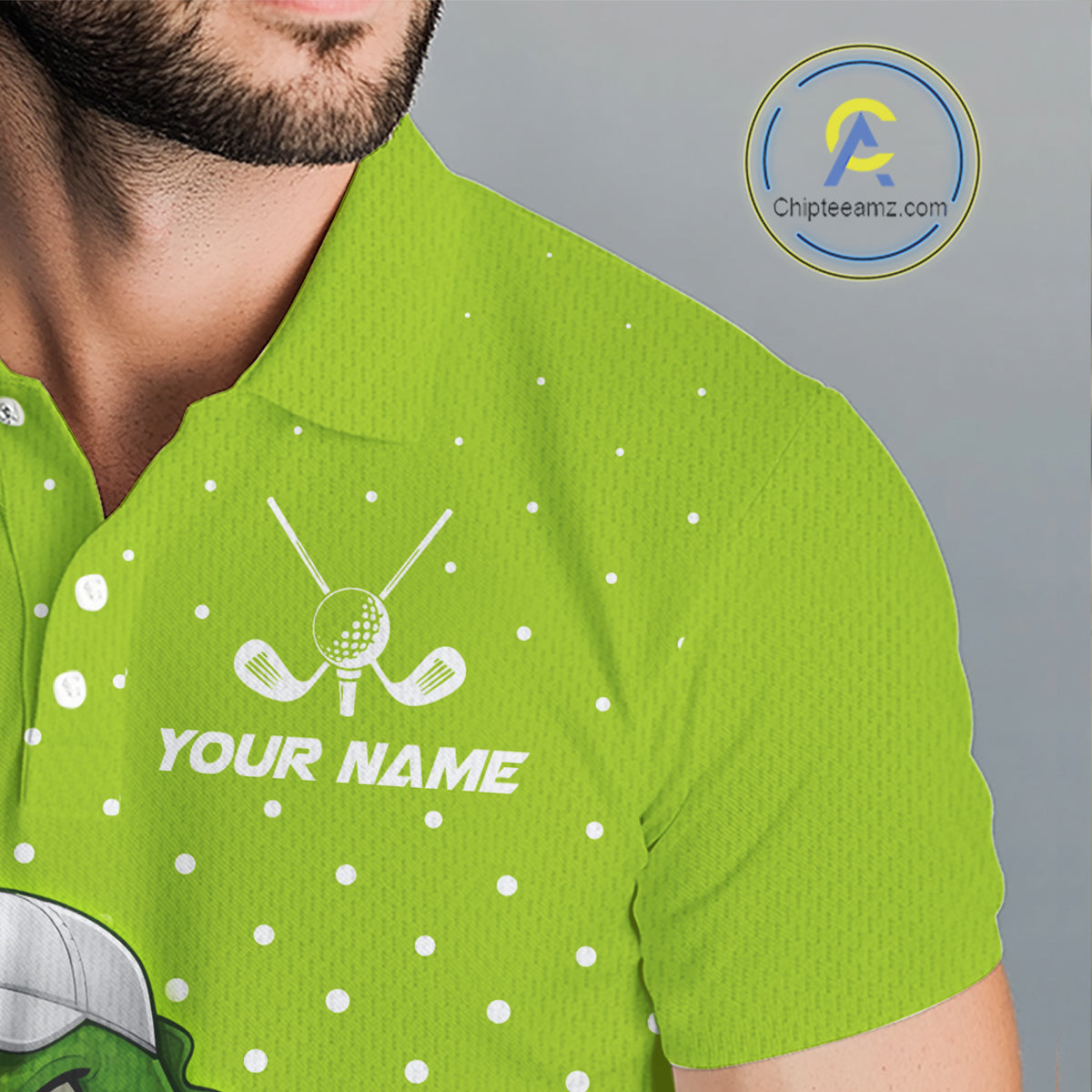 Funny Alligator Golf Polo Shirt For Men Custom Name Green Mens Golf Apparel Funny Golf Gifts NHN0104