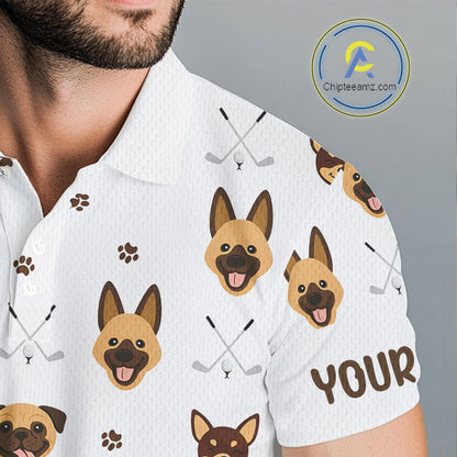 Funny Mens Golf Polo Shirt Custom Dog Golf Shirts White Golf Polo For Men, Golf Gifts NHN0108