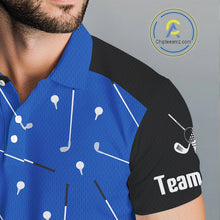 Load image into Gallery viewer, Blue And White Mens Golf Polo Shirt Custom Black Golf Shirts For Men, Golf Gifts Apparel NHN0109