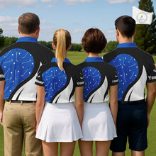 Load image into Gallery viewer, Blue And White Mens Golf Polo Shirt Custom Black Golf Shirts For Men, Golf Gifts Apparel NHN0109