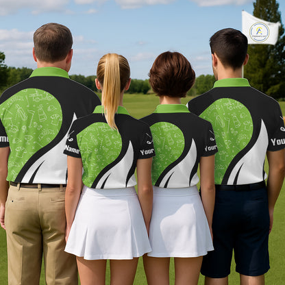 Green And White Womens Golf Polo Shirt Custom Black Golf Shirts For Ladies, Golf Gifts Apparel NHN0110