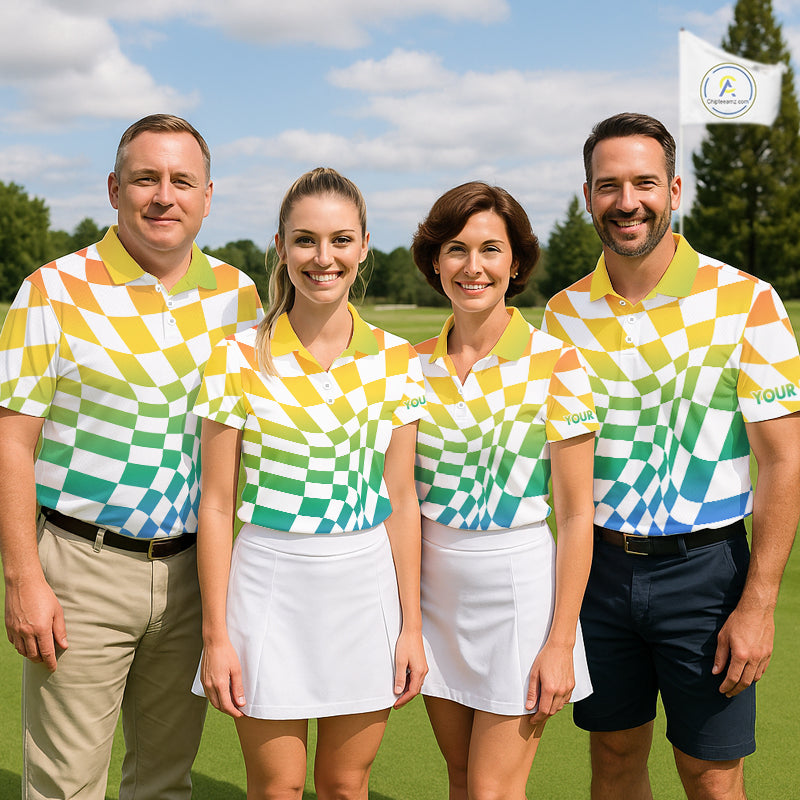 Mens Golf Polo Shirt Custom Colorful Checkerboard Argyle Pattern Golf Shirts For Men NHN0127