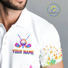 Load image into Gallery viewer, Watercolor Argyle Pattern Golf Polo Shirts Custom White Golf Clubs Golf Shirts For Men Golf Gifts NHN0006