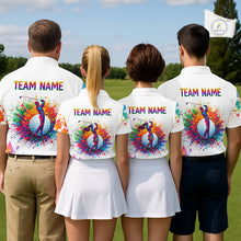 Load image into Gallery viewer, Watercolor Argyle Pattern Womens Golf Polo Shirt Custom White Golf Clubs Golf Shirts For Ladies NHN0006