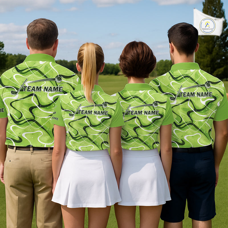 Green And White Womens Golf Polo Shirts Custom Green Camo Golf Tops For Ladies, Golf Gifts NHN0111
