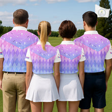 Load image into Gallery viewer, Argyle Golf Polo Shirt For Men Custom Pink &amp; Purple Plaid Golf Clubs Pattern Team Golf Top, Golf Gifts NHN0114