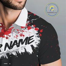 Load image into Gallery viewer, Black And Red Mens Golf Polo Shirt Custom Team Number Vintage Disc Golf Basket Mens Golf Wears NHN0028