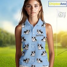 Load image into Gallery viewer, Womens Sleeveless Golf Polo Shirt Custom Funny French Bulldog Team Ladies Golf Tops, Dog Lover Gift NHN0212