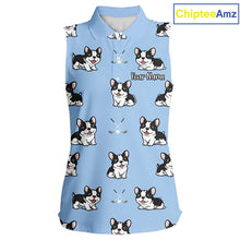 Load image into Gallery viewer, Womens Sleeveless Golf Polo Shirt Custom Funny French Bulldog Team Ladies Golf Tops, Dog Lover Gift NHN0212