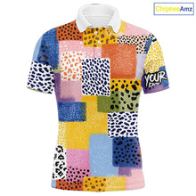 Load image into Gallery viewer, Funny Plaid Mens Golf Polo Shirt Custom Colorful Leopard Square Pattern Team Golf Tops, Golf Gifts NHN0218