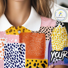 Load image into Gallery viewer, Funny Plaid Womens Golf Polo Shirt Custom Colorful Leopard Square Pattern Team Golf Tops, Golf Gifts NHN0218
