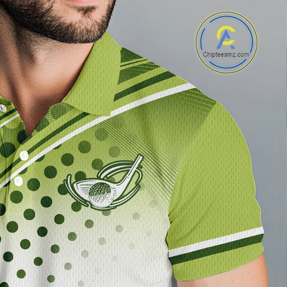 Mens Golf Polo Shirt Custom Name Green And White Golf Shirts For Team Personalized Golf Gifts NHN0096