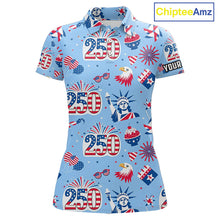Load image into Gallery viewer, America 250th Anniversary Golf Polo Shirt For Women, Patriotic USA Golf Shirts, Independence Golf Gift NHN0232