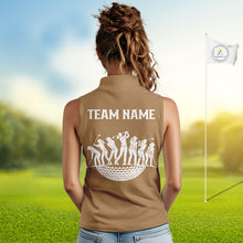 Load image into Gallery viewer, Funny Golden Retriever Womens Sleeveless Golf Polo Shirt Custom Argyle Plaid Pattern Team Golf Tops NHN0197