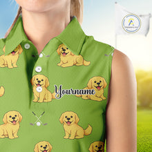 Load image into Gallery viewer, Womens Sleeveless Golf Polo Shirt Custom Funny Golden Retriever Team Ladies Golf Tops, Dog Lover Gift NHN0214