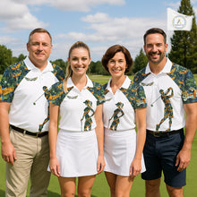 Load image into Gallery viewer, Womens Golf Polo Shirt Custom Colorful Parrots And Floral Tropical Pattern Team Golf Shirts, Golf Gifts NHN0093