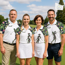 Load image into Gallery viewer, Funny Womens Golf Polo Shirt Custom Tropical Pattern, Flamingo Golf Shirts For Ladies NHN0099