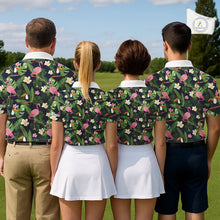 Load image into Gallery viewer, Funny Womens Golf Polo Shirt Custom Tropical Pattern, Flamingo Golf Shirts For Ladies NHN0099