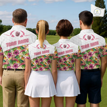 Load image into Gallery viewer, Funny Flamingo Mens Golf Polo Shirt Floral Tropical Custom Pink Golf Shirts Golfer Gift Apparel NHN0107