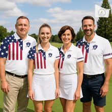 Load image into Gallery viewer, American Flag Womens Golf Polo Shirt Custom Red, White And Blue Team Golf Jersey, Patriotic Golf Shirts NHN0118