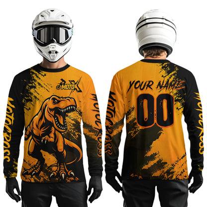 Orange Dinosaur Motocross Jersey Dirt Bike Shirts for Men Kid Women Racing Jersey XM417