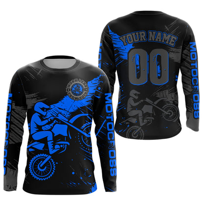Custom Blue Motocross Racing Jersey for Kid Women Men Personalized Dirt Bike Shirts XM425