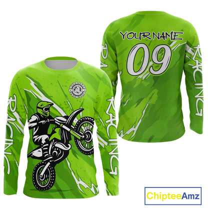 Green Custom Motocross Jersey for Men Women Kid Dirt Bike Shirts Motorcycle Shirt XM438