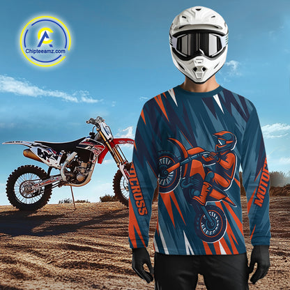 Orange and Blue Motocross Jersey for Men Women Kid Dirt Bike Motorcycle Racing Shirt XM452
