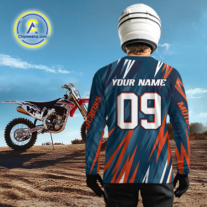 Orange and Blue Motocross Jersey for Men Women Kid Dirt Bike Motorcycle Racing Shirt XM452