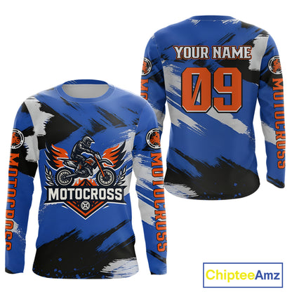 Blue Motocross Jersey Custom Men Women Kid Dirt Bike Shirts Off road Riding Shirt XM464