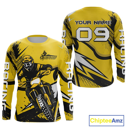 Yellow Custom Motocross Jersey Men Women Kid Dirt Bike Shirts Off road Riding Shirt XM465