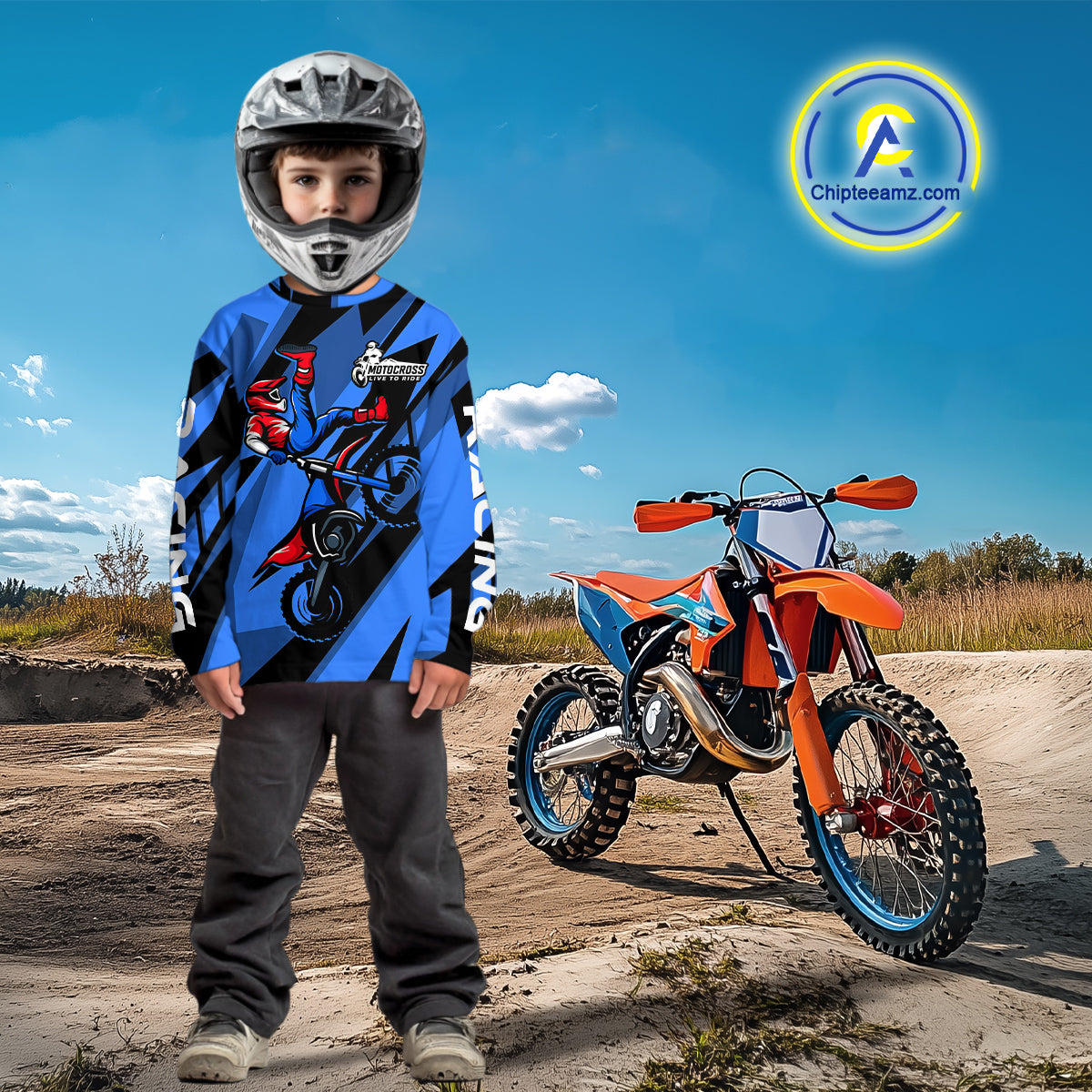 Blue Custom Motocross Jersey for Men Women Kid Dirt Bike Shirts Off road Riding Shirt XM467