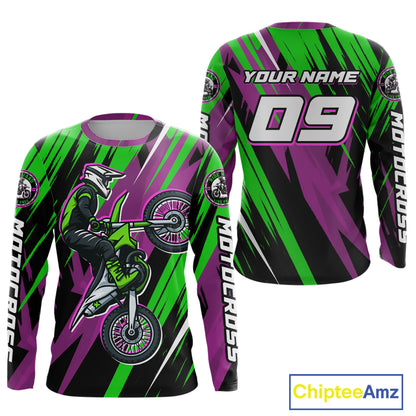 Purple and Green Motocross Racing Jersey for Women Kid Men Dirt Bike Off road Shirt XM473