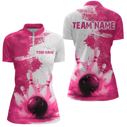 Orange Bowling Shirts for Women Men Custom Bowling Polo & 1/4 Zip Shirt for Team MBL220