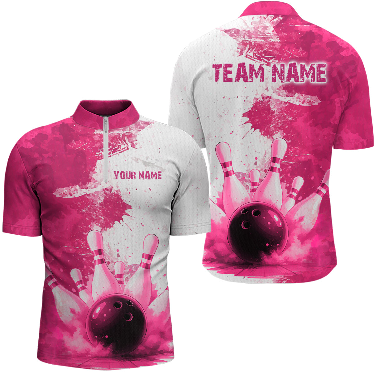 Orange Bowling Shirts for Women Men Custom Bowling Polo & 1/4 Zip Shirt for Team MBL220