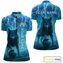 Load image into Gallery viewer, Lightning Wolf Bowling Shirts for Team Women Men Custom Blue Wolf Bowling Jerseys MBL193