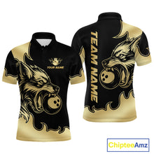 Load image into Gallery viewer, Gold Wolf Bowling Shirts for Team Women Men Custom Wolf Bowling Polo &amp; Quarter Zip MBL194