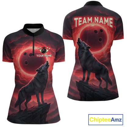 Wolf Bowling Shirts for Team Women Men Custom Bowling Jersey Bowl Polo&1/4 Zip MBL238