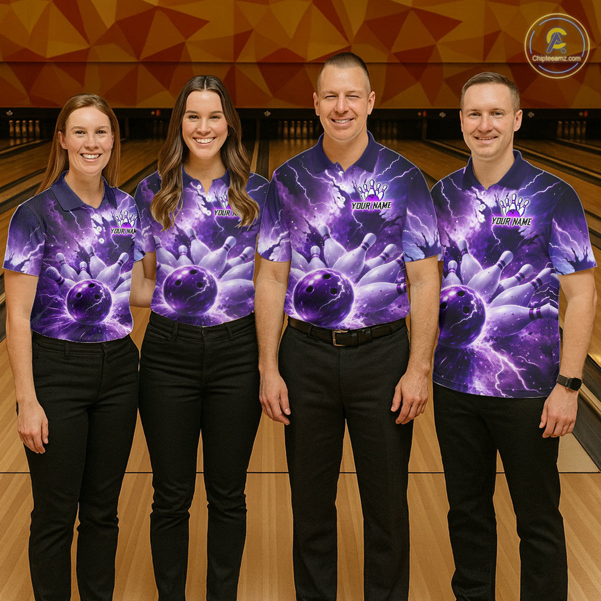 Purple Lightning Thunder Bowling Shirts Yellow for Team Women Men Bowling Jersey MBL247