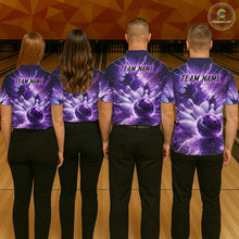 Load image into Gallery viewer, Purple Lightning Thunder Bowling Shirts Yellow for Team Women Men Bowling Jersey MBL247