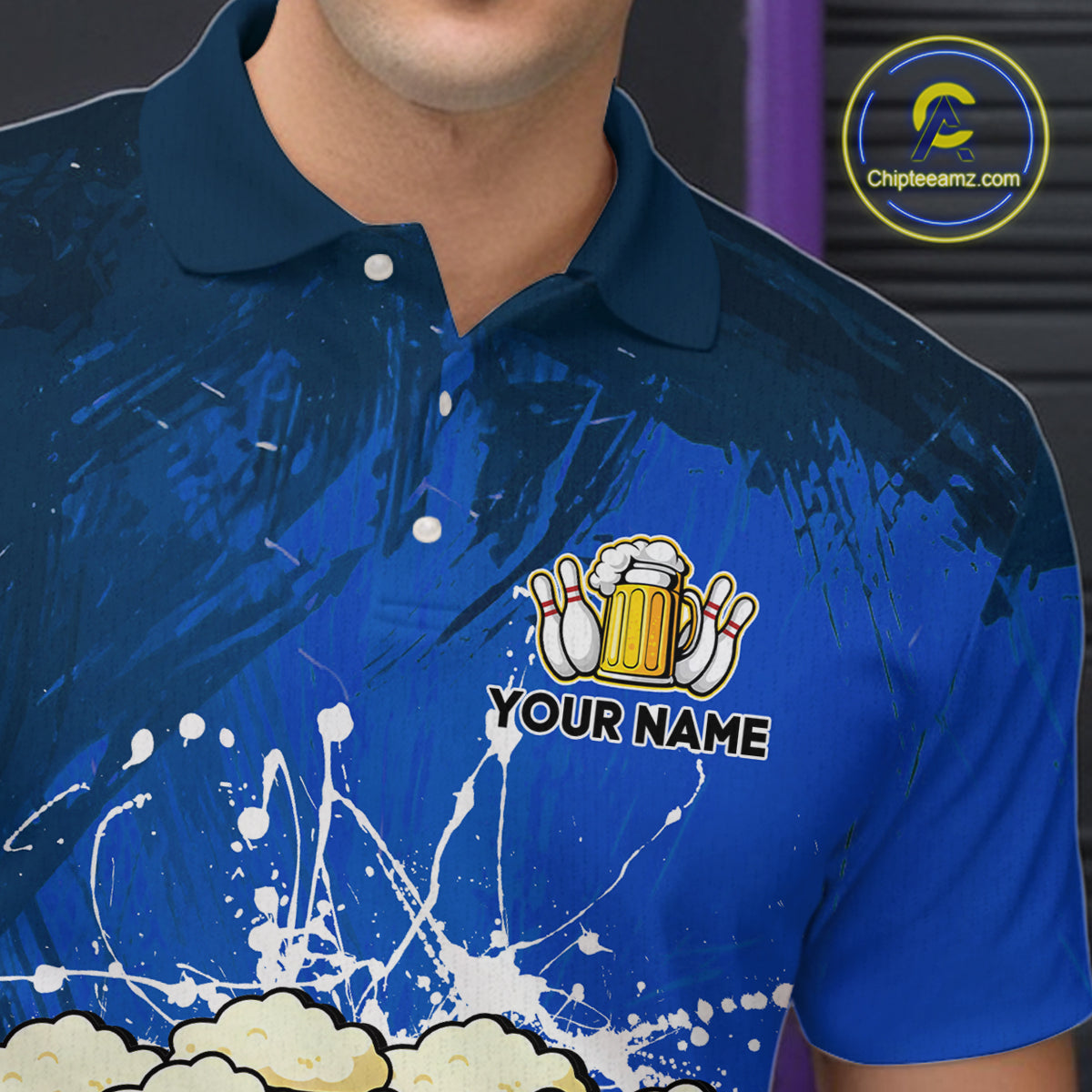 Beer Bowling Shirts Team Women Men Custom Blue Bowling Jersey Bowl League MBL249