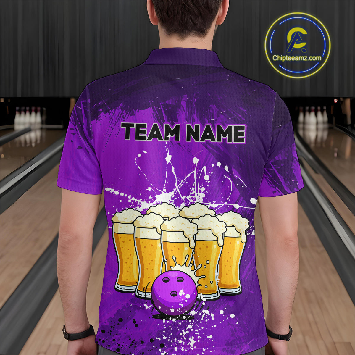 Beer Bowling Shirts Team Women Men Custom Purple Bowling Jersey Bowl League MBL249